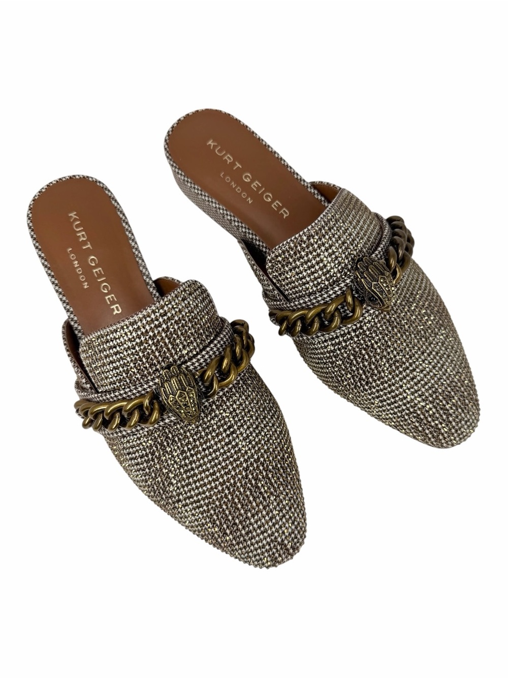 Kurt Geiger Chelsea Mules Embellished Chain Slip On Size 7
